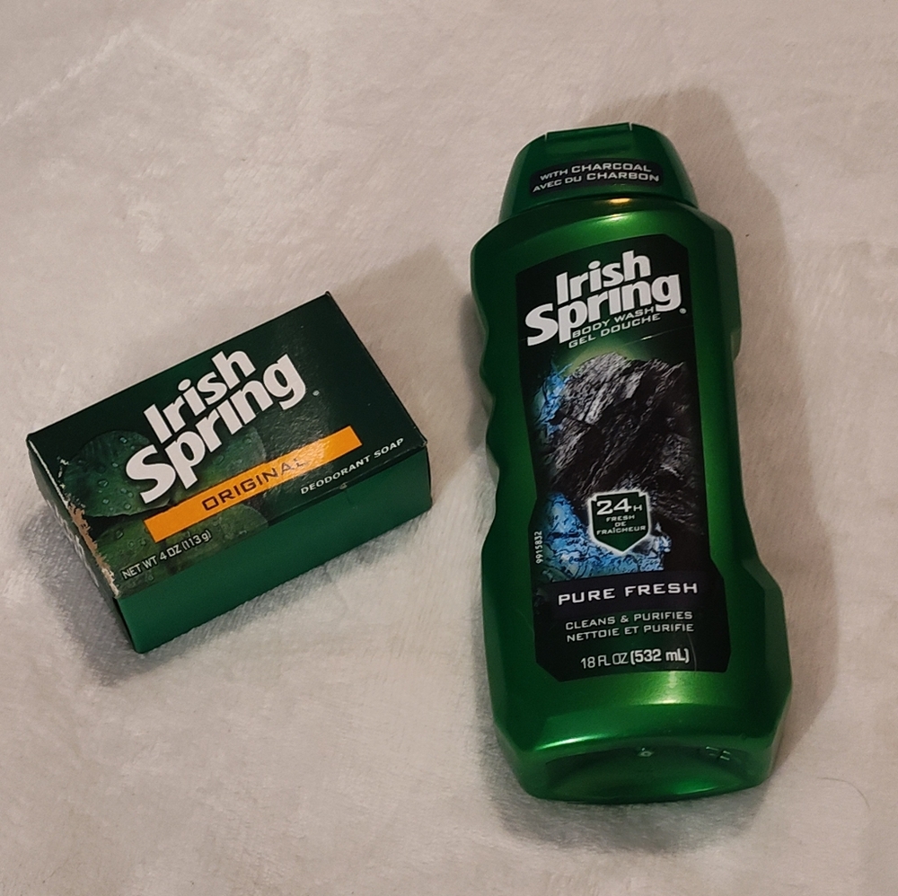 NEW! Men's Irish Spring Pure Fresh Body Wash 18oz & 1 Original Bar Soap